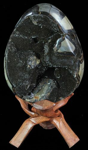 Septarian Dragon Egg Geode - Black Crystals #68110